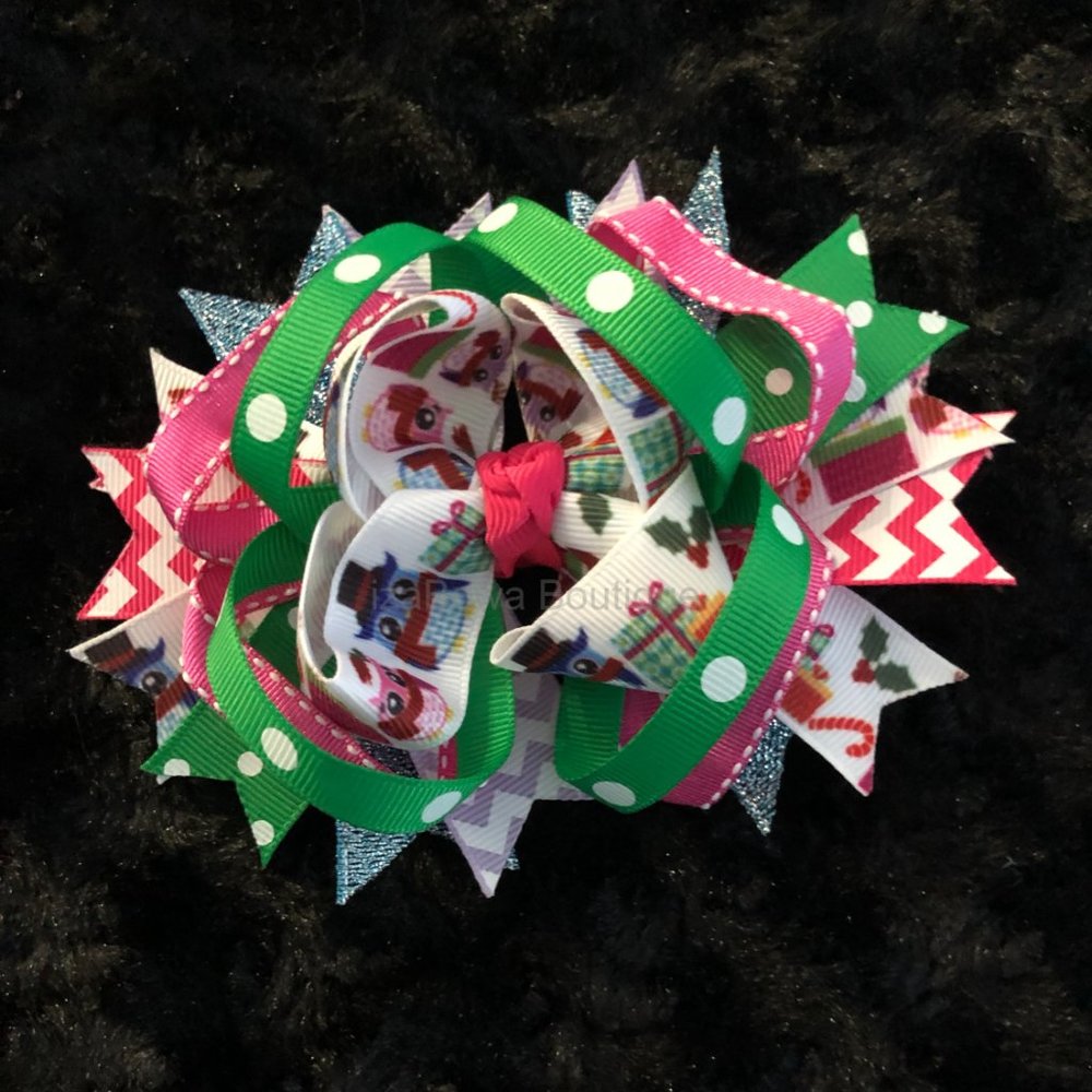 Owls & Presents Boutique Deluxe Bow  HANDCRAFTED    -kids-
